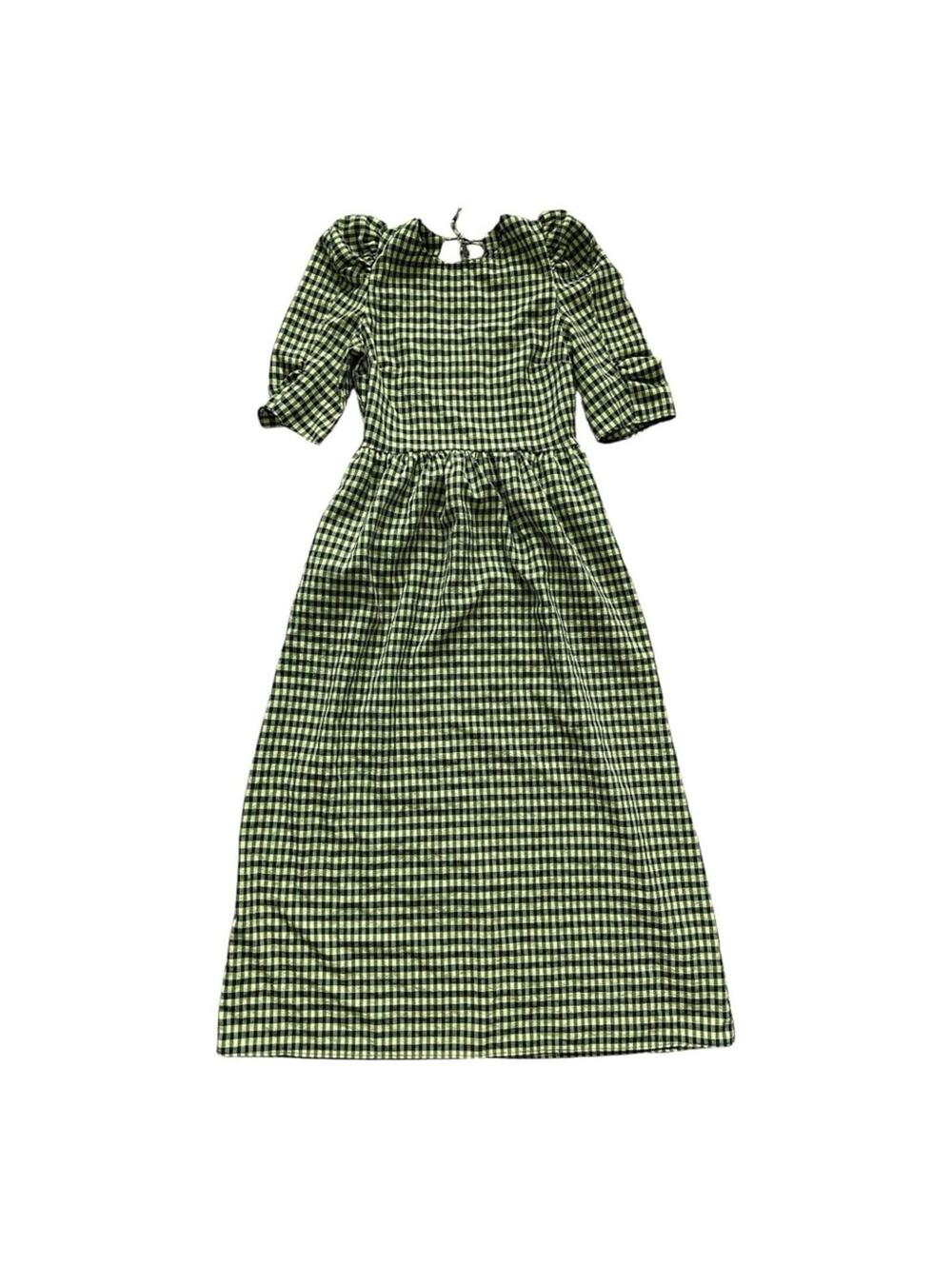 Topshop Lime and Navy Gingham Dress